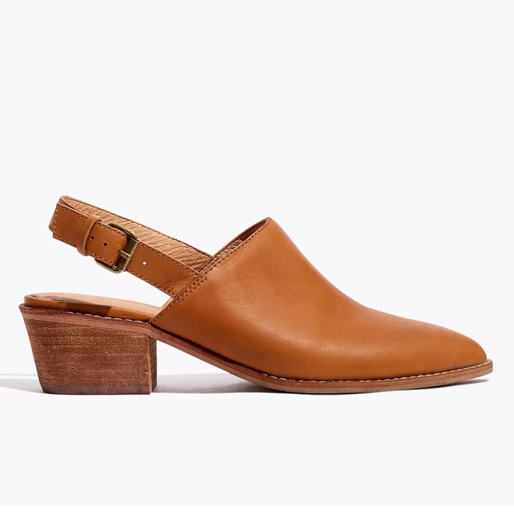 Madewell Tan Leather Slingback Mules